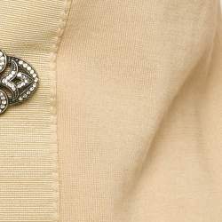 Dolce & Gabbana Beige Embellished Closure Knit Cardigan M