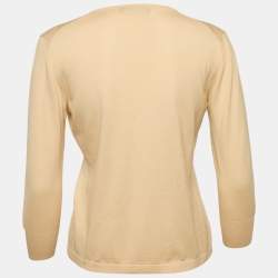 Dolce & Gabbana Beige Embellished Closure Knit Cardigan M