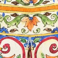 Pre Owned Dolce & Gabbana Multicolor Printed Lace Jacquard Trousers XL