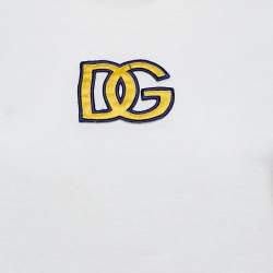 Pre Owned Dolce & Gabbana White Logo Embroidered Jersey Crop T-Shirt S