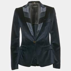 Dolce & Gabbana Blue Velvet Tailored Blazer S