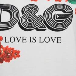 Pre Owned Dolce & Gabbana White Floral Print Cotton Crew Neck T-Shirt M