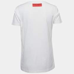 Pre Owned Dolce & Gabbana White Floral Print Cotton Crew Neck T-Shirt M