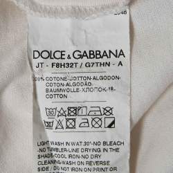 Pre Owned Dolce & Gabbana White Floral Print Cotton Crew Neck T-Shirt M
