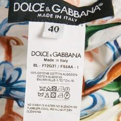 Pre Owned Dolce & Gabbana Multicolor Majolica Print Poplin Off Shoulder Crop Top S