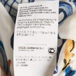 Pre Owned Dolce & Gabbana Multicolor Majolica Print Poplin Off Shoulder Crop Top S