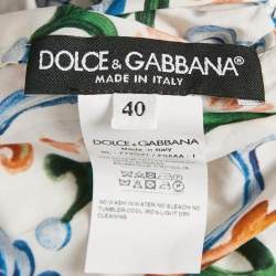 Pre Owned Dolce & Gabbana Multicolor Majolica Print Poplin Off Shoulder Crop Top S