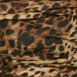 Pre Owned Dolce & Gabbana x Skins Brown Leopard Print Silk Lace-Up Bandeau Corset Top M