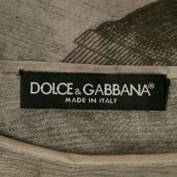 Pre Owned Dolce & Gabbana Purple Ancient Rome Print Silk Long Sleeve Top M