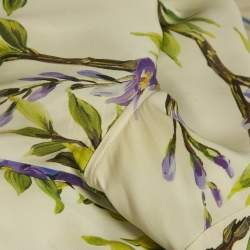 Pre Owned Dolce & Gabbana Cream Floral Print Silk Long Sleeve Shirt S