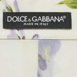 Pre Owned Dolce & Gabbana Cream Floral Print Silk Long Sleeve Shirt S