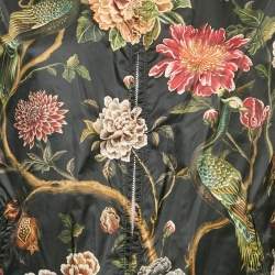 Dolce & Gabbana Black Floral Print Synthetic Bomber Jacket L