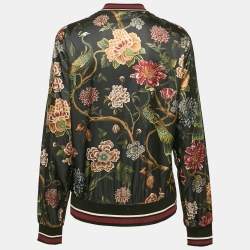 Dolce & Gabbana Black Floral Print Synthetic Bomber Jacket L