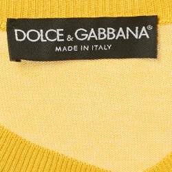 Dolce & Gabbana Yellow Printed Silk Blend Button Front Cardigan S