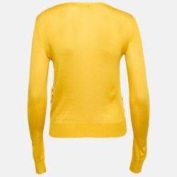 Dolce & Gabbana Yellow Printed Silk Blend Button Front Cardigan S