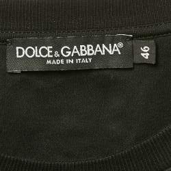 Pre Owned Dolce & Gabbana Black Printed Cotton Crop Top L