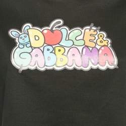 Pre Owned Dolce & Gabbana Black Printed Cotton Crop Top L