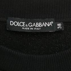 Dolce & Gabbana Black Rose Print Cotton Sweatshirt XXS
