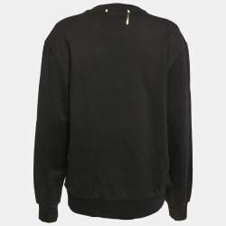 Dolce & Gabbana Black Rose Print Cotton Sweatshirt XXS