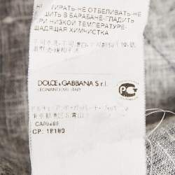 Dolce & Gabbana Black Printed Linen Pleated Midi Skirt S