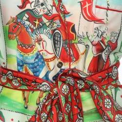 Dolce & Gabbana Multicolor Carretto Printed Silk Belted Top S