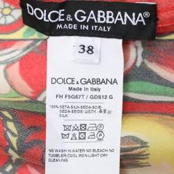 Dolce & Gabbana Multicolor Carretto Printed Silk Belted Top S