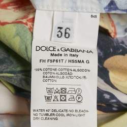 Dolce & Gabbana Multicolor Floral Print Cotton Tie-Up Crop Shirt XS