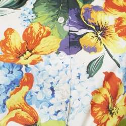 Dolce & Gabbana Multicolor Floral Print Cotton Tie-Up Crop Shirt XS
