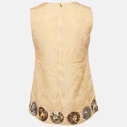 Dolce & Gabbana Beige Coin Printed Jacquard Sleeveless Top S