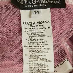 Dolce & Gabbana Pink Metallic Sequin Mesh Draped Midi Dress M