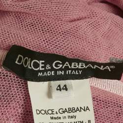 Dolce & Gabbana Pink Metallic Sequin Mesh Draped Midi Dress M