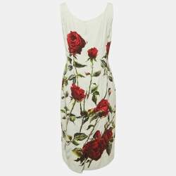Dolce & Gabbana Mint Green Rose Print Crepe Short Dress L