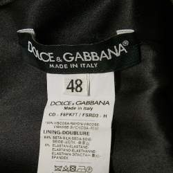 Dolce & Gabbana Black Rose Print Crepe Flared Mini Dress L