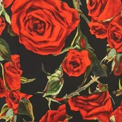 Dolce & Gabbana Black Rose Print Crepe Flared Mini Dress L