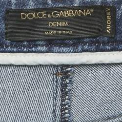 Pre Owned Dolce & Gabbana Blue Heart Applique Denim Audrey Jeans L Waist 31"