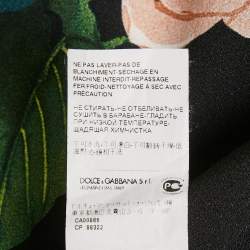 Dolce & Gabbana Black Rose Print Crepe Trousers S