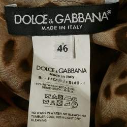 Dolce & Gabbana Brown Leopard Print Silk Blouse L