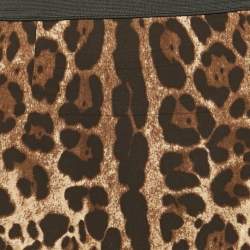 مملوكة مسبقًا Dolce & Gabbana Brown Leopard Print Crepe Midi Skirt L