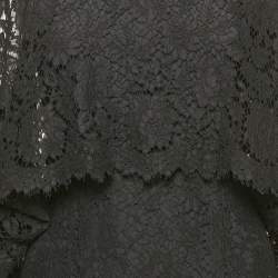 Dolce & Gabbana Black Lace Faux Cape Detail Midi Dress S