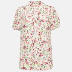 Pre Owned Dolce & Gabbana Pink Floral Print Silk Short Sleeve Shirt M