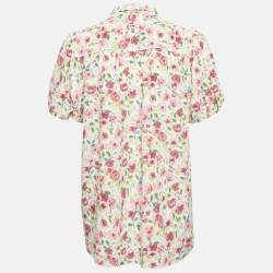 Pre Owned Dolce & Gabbana Pink Floral Print Silk Short Sleeve Shirt M