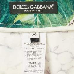 Dolce & Gabbana Green Hydrangea Print Cotton Trousers S