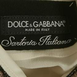 Dolce & Gabbana x Sartoria Italiana Ecru Brocade Trim Silk Shirt M