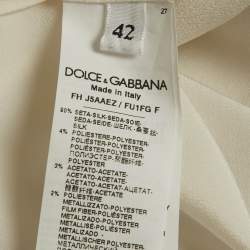 Dolce & Gabbana x Sartoria Italiana Ecru Brocade Trim Silk Shirt M