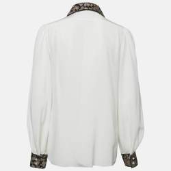 Dolce & Gabbana x Sartoria Italiana Ecru Brocade Trim Silk Shirt M