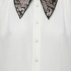 Dolce & Gabbana x Sartoria Italiana Ecru Brocade Trim Silk Shirt M