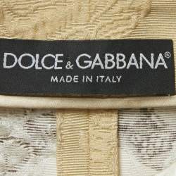 Dolce & Gabbana Beige Jacquard Embellished Button Jacket S