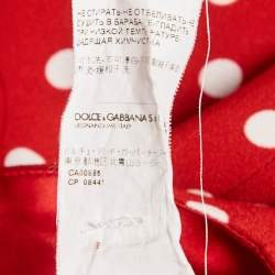 Dolce & Gabbana Red Polka Dots Crepe Sleeveless Midi Dress L