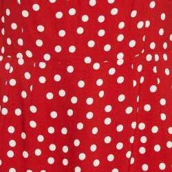 Dolce & Gabbana Red Polka Dots Crepe Sleeveless Midi Dress L