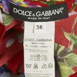Pre Owned Dolce & Gabbana Red Floral Print Crepe Top and Pants Set S